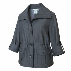 Appleseed's Dark Charcoal Gray Utility Jacket with Roll-Tab Sleeves NWOT